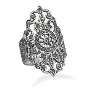  Ornate Marcasite Ring Size 8 Jewelry