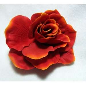  Orange Camellia Rose Hair Flower Clip 