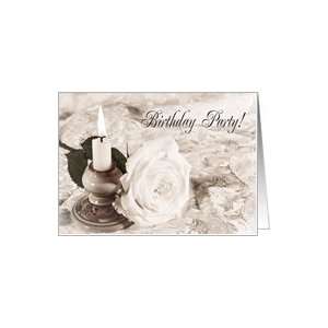  Elegant birthday party invitation with rose and candle 