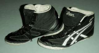 Rare ASICS FUERTE Mid Ankle Wrestling Shoes MENS 12 Black White JY503 