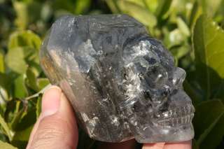 rare black Quartz Rock Crystal Carved Crystal Skull (Water bubble2mm 