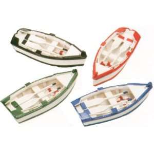  Set of Four Wooden Model Rowboats w/ Paddles