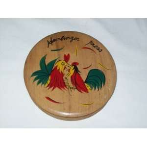  Vintage Hand Painted Wooden Rooster Hamburger Press   Made 
