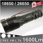 1600 Lumens 26650 18650 CREE XM L T6 LED Flashlight Torch Zoomable 