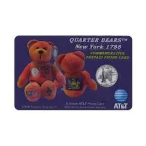 Collectible Phone Card 5m New York (#11) Quarter Bear Pictures Bean 