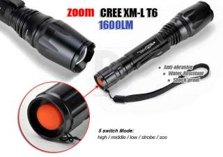 1600 LM CREE XML XM L T6 LED Zoomable Zoom Adjustable Focus Flashlight 