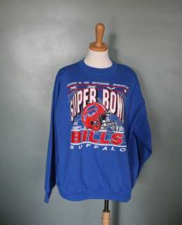 Vtg 90s Buffalo Bills Sweatshirt Men women XL blue Super Bowl 1992 AFC 