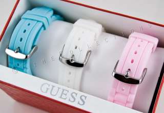   /GUESS%20WOMENS%20WATCH/g w blue wht pink rubber strap crys