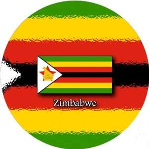  58mm Round Badge Style Keyring Zimbabwe Flag