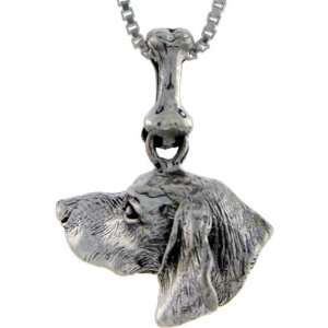  925 Sterling Silver Pointer Dog Pendant (w/ 18 Silver 