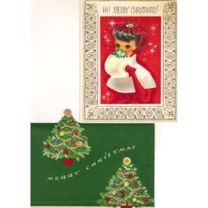    Vintage Pair Christmas Cards Unused 50s 60s 