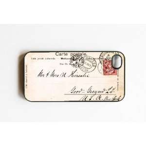  iPhone 4/4S Case Vintage Postcard   Black 