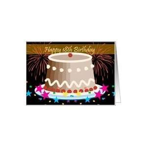  18th Birthday Grandson   Cake and Fireworks Card Toys 