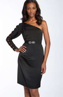 NEW* BCBG Black Woven Knotted 1 Shoulder Dress M $268  