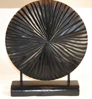 28High Arteriors Asian Black Wood Disk Table Lamp  