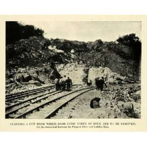  1909 Print Train Track Cut Rock Excavation Lubber Run 
