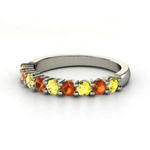    Gem Band Ring, Sterling Silver Ring with Yellow Sapphire & Fire Opal