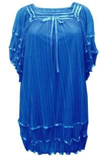 LADIES PLUS SIZE BLUE RIBBON DETAIL DRESS #276  