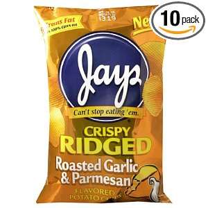 Jays Crispy Ridged Potato Chips, Roasted Garlic & Parmesan, 11 Ounce 