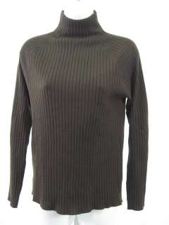 DKNY Brown Ribbed Turtleneck Sweater Top Size M  