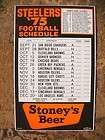 1975 Pittsburgh Steelers Schedule Store Display Poster Stoneys Beer 
