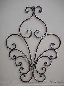 RUSTIC WROUGHT IRON ORNATE WALL DECOR SCROLL ART GARDEN GRILLE GRILL 