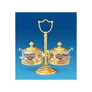  24k Gold Plated Classic Design Double Sugar Dish Kitchen 