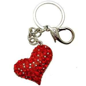  Acosta Jewellery   Red & Clear Crystal Heart   Bag Charm 