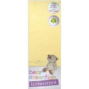   Bear Essentials Jersey Interlock Pram Fitted Sheet 2 Pack Lemon Baby
