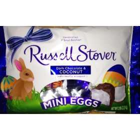 Russell Stover Dark Chocolate and Coconut Mini Eggs 2.95 Oz Bag 6 Eggs 