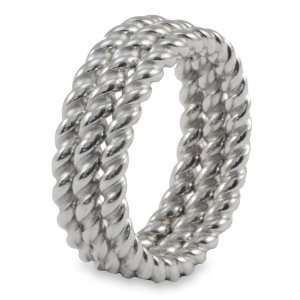  Stainless Steel Twisted Link 3 Layer Ring   Size 10.0 