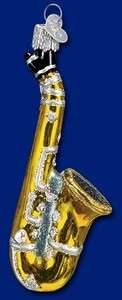 SAXOPHONE OLD WORLD CHRISTMAS GLASS MUSICAL INSTRUMENT WOODWIND 