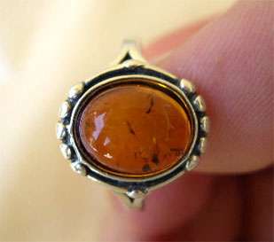   AMBER & STERLING SILVER SOLITAIRE RING VARIOUS STYLES & SIZES  