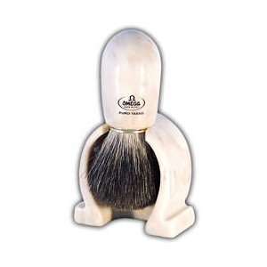 com The Beige Marbelized Omega Shaving Set with Badger Shaving Brush 