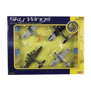  Sky Wings Classic Fighter Gift Set of 4 Aircraft Toys 