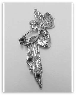 Art Nouveau Style Fairy Pin with Lapis Sterling Silver  
