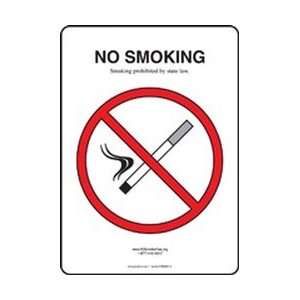  NO SMOKING PROHIBITED BY STATE LAW W/GRAPHIC Sign   7 x 5 Plastic 