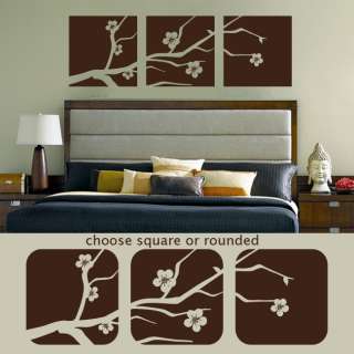 Cherry Blossom Branch Panel Squares Wall Decal Stickers  