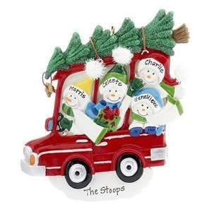  Personalized Snowman Family in Car 4 Christmas Ornament 