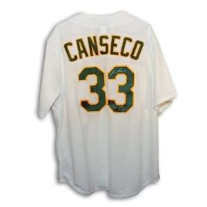Jose Canseco Autographed/Hand Signed Oakland As White Majestic Jersey 