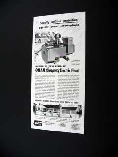 Onan Model 5CW Electric Plant generator 1954 print Ad  