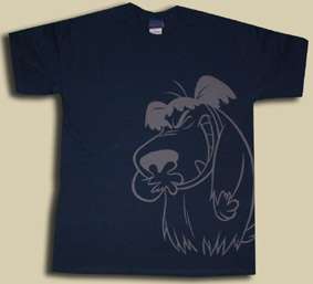 Heavy 100% Cotton Tee, Navy Blue with a full sized print of Muttley to 