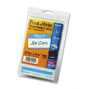 Name Badges, 2 11/32 x 3 3/8, Blue, 100/Pack   Sold As 1 Pack   Adhere 