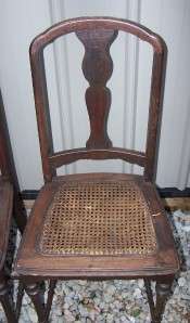 Antique Wooden Pair Dining Mission Wicker Seat Chair  