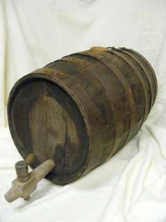 Vintage Banded Wooden Whiskey Beer Wine Barrel With Wooden Tap OLD 