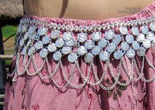 Pewter Belly Dancing Chained Loop Many Coin Belt Silver  