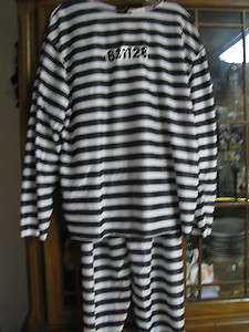 Prison convict Halloween Costume suit outfit mens ladies One size Fits 