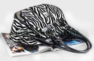 Zebra Inspired Faux Leather Women Hobo Clutch Purse Handbag Totes Bag
