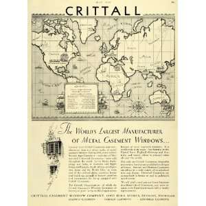  1930 Ad Crittall Casement Window World Map Factories 