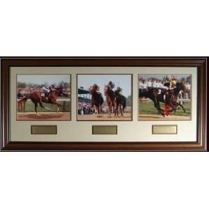  Steve Cauthen unsigned Horse Racing 3 Photo Custom Framed 